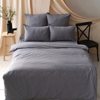 постельное белье евро grey moyё home, вареный хлопок  в art-teks.shop
