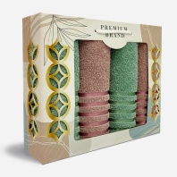 набор махровых полотенец гармония цв.пудровый