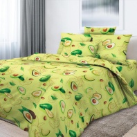 полукомплект 1-спальный из поплина "авокадо" (простыня на резинке 90х200 + наволочки)  в art-teks.shop